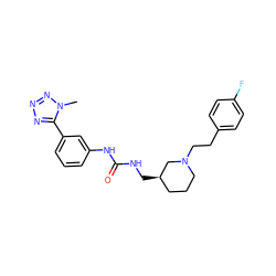 Cn1nnnc1-c1cccc(NC(=O)NC[C@@H]2CCCN(CCc3ccc(F)cc3)C2)c1 ZINC000028332080