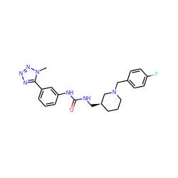 Cn1nnnc1-c1cccc(NC(=O)NC[C@@H]2CCCN(Cc3ccc(F)cc3)C2)c1 ZINC000028128782