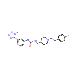 Cn1nnnc1-c1cccc(NC(=O)NCC2CCN(CCc3ccc(F)cc3)CC2)c1 ZINC000028339174