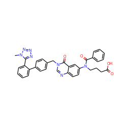 Cn1nnnc1-c1ccccc1-c1ccc(Cn2cnc3ccc(N(CCCC(=O)O)C(=O)c4ccccc4)cc3c2=O)cc1 ZINC000028769391