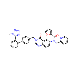 Cn1nnnc1-c1ccccc1-c1ccc(Cn2cnc3ccc(N(Cc4ccccn4)C(=O)c4ccco4)cc3c2=O)cc1 ZINC000028768917