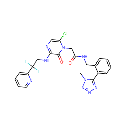 Cn1nnnc1-c1ccccc1CNC(=O)Cn1c(Cl)cnc(NCC(F)(F)c2ccccn2)c1=O ZINC000013579399