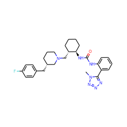 Cn1nnnc1-c1ccccc1NC(=O)N[C@@H]1CCCC[C@H]1CN1CCC[C@@H](Cc2ccc(F)cc2)C1 ZINC000013613365