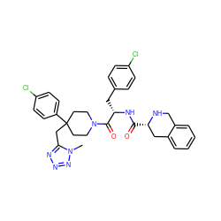 Cn1nnnc1CC1(c2ccc(Cl)cc2)CCN(C(=O)[C@H](Cc2ccc(Cl)cc2)NC(=O)[C@H]2Cc3ccccc3CN2)CC1 ZINC000095613300