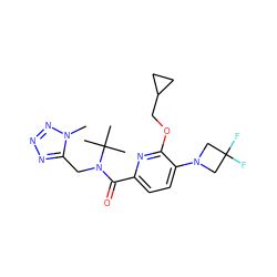 Cn1nnnc1CN(C(=O)c1ccc(N2CC(F)(F)C2)c(OCC2CC2)n1)C(C)(C)C ZINC000146355220