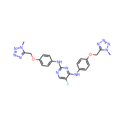 Cn1nnnc1COc1ccc(Nc2ncc(F)c(Nc3ccc(OCc4nnnn4C)cc3)n2)cc1 ZINC000299861250