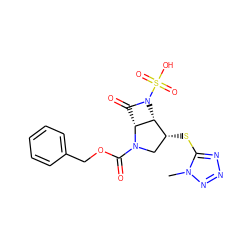 Cn1nnnc1S[C@@H]1CN(C(=O)OCc2ccccc2)[C@@H]2C(=O)N(S(=O)(=O)O)[C@@H]21 ZINC000013781299