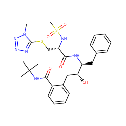 Cn1nnnc1SC[C@H](NS(C)(=O)=O)C(=O)N[C@@H](Cc1ccccc1)[C@H](O)Cc1ccccc1C(=O)NC(C)(C)C ZINC000026018874