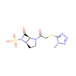 Cn1nnnc1SCC(=O)N1CC[C@@H]2[C@H]1C(=O)N2S(=O)(=O)O ZINC000013781310