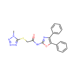 Cn1nnnc1SCC(=O)Nc1nc(-c2ccccc2)c(-c2ccccc2)o1 ZINC000002356956