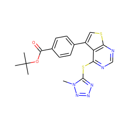 Cn1nnnc1Sc1ncnc2scc(-c3ccc(C(=O)OC(C)(C)C)cc3)c12 ZINC000036380194