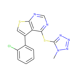 Cn1nnnc1Sc1ncnc2scc(-c3ccccc3Cl)c12 ZINC000036380182