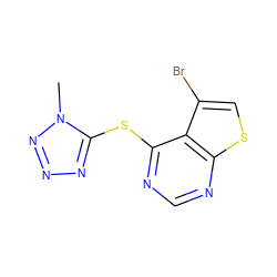 Cn1nnnc1Sc1ncnc2scc(Br)c12 ZINC000036380210