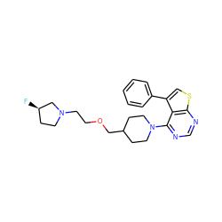 F[C@@H]1CCN(CCOCC2CCN(c3ncnc4scc(-c5ccccc5)c34)CC2)C1 ZINC000146505882