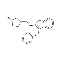 F[C@H]1CCN(CCC2=C(Cc3cnccn3)c3ccccc3C2)C1 ZINC000066066160