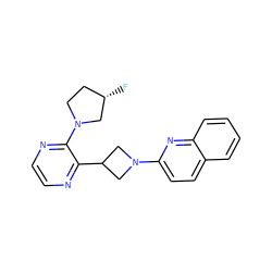 F[C@H]1CCN(c2nccnc2C2CN(c3ccc4ccccc4n3)C2)C1 ZINC000139346253