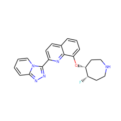 F[C@H]1CCNCC[C@H]1Oc1cccc2ccc(-c3nnc4ccccn34)nc12 ZINC000096174998