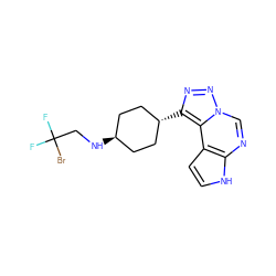 FC(F)(Br)CN[C@H]1CC[C@H](c2nnn3cnc4[nH]ccc4c23)CC1 ZINC001772655782