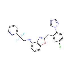 FC(F)(CNc1cccc2oc(Cc3cc(Cl)ccc3-n3cncn3)nc12)c1ccccn1 ZINC000028527357