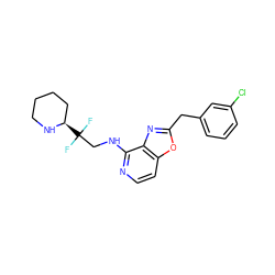 FC(F)(CNc1nccc2oc(Cc3cccc(Cl)c3)nc12)[C@@H]1CCCCN1 ZINC000028527202