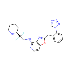 FC(F)(CNc1nccc2oc(Cc3ccccc3-n3cnnn3)nc12)[C@@H]1CCCCN1 ZINC000028526997