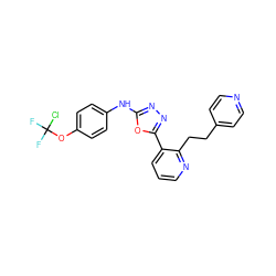 FC(F)(Cl)Oc1ccc(Nc2nnc(-c3cccnc3CCc3ccncc3)o2)cc1 ZINC000014946589