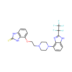 FC(F)(F)C(F)(F)c1nc2c(N3CCN(CCOc4cccc5[nH]c(=S)[nH]c45)CC3)cccc2[nH]1 ZINC000040836403