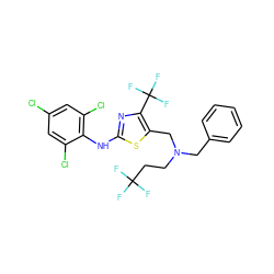 FC(F)(F)CCN(Cc1ccccc1)Cc1sc(Nc2c(Cl)cc(Cl)cc2Cl)nc1C(F)(F)F ZINC000028331061