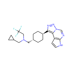 FC(F)(F)CN(CC1CC1)C[C@H]1CC[C@H](c2nnn3cnc4[nH]ccc4c23)CC1 ZINC001772571698