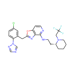 FC(F)(F)CN1CCCC[C@@H]1CCNc1nccc2oc(Cc3cc(Cl)ccc3-n3cncn3)nc12 ZINC000028526352