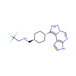 FC(F)(F)CNC[C@H]1CC[C@H](c2nnn3cnc4[nH]ccc4c23)CC1 ZINC001772618009