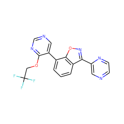 FC(F)(F)COc1ncncc1-c1cccc2c(-c3cnccn3)noc12 ZINC000205212727