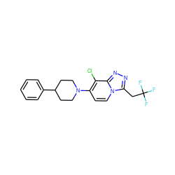 FC(F)(F)Cc1nnc2c(Cl)c(N3CCC(c4ccccc4)CC3)ccn12 ZINC000095578002