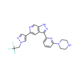 FC(F)(F)Cn1cc(-c2cc3c(-c4cccc(N5CCNCC5)n4)n[nH]c3cn2)cn1 ZINC000205257340