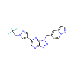 FC(F)(F)Cn1cc(-c2cnc3nnn(Cc4ccn5nccc5c4)c3n2)cn1 ZINC000144190340