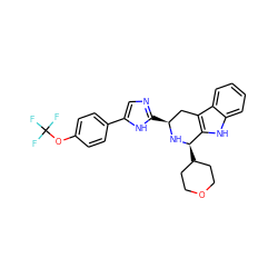 FC(F)(F)Oc1ccc(-c2cnc([C@H]3Cc4c([nH]c5ccccc45)[C@@H](C4CCOCC4)N3)[nH]2)cc1 ZINC000653720547