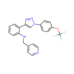 FC(F)(F)Oc1ccc(-n2cc(-c3ccccc3NCc3ccncc3)nn2)cc1 ZINC000045505810