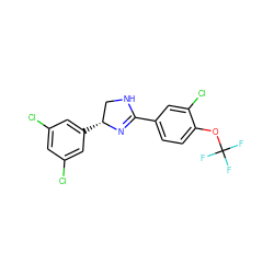 FC(F)(F)Oc1ccc(C2=N[C@H](c3cc(Cl)cc(Cl)c3)CN2)cc1Cl ZINC000028948583