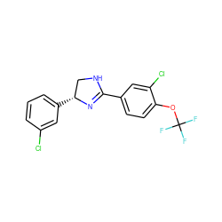 FC(F)(F)Oc1ccc(C2=N[C@H](c3cccc(Cl)c3)CN2)cc1Cl ZINC000028948579