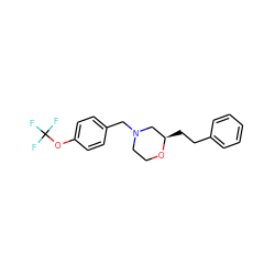 FC(F)(F)Oc1ccc(CN2CCO[C@H](CCc3ccccc3)C2)cc1 ZINC000206689987