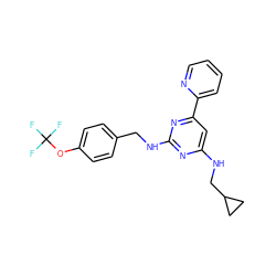 FC(F)(F)Oc1ccc(CNc2nc(NCC3CC3)cc(-c3ccccn3)n2)cc1 ZINC000299833766