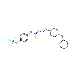 FC(F)(F)Oc1ccc(N/C(S)=N/CCC2CCN(CC3CCCCC3)CC2)cc1 ZINC000013734803