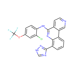 FC(F)(F)Oc1ccc(Nc2nc3c(-c4nc[nH]n4)cccc3c3cnccc23)c(Cl)c1 ZINC000073160847