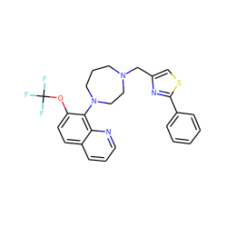 FC(F)(F)Oc1ccc2cccnc2c1N1CCCN(Cc2csc(-c3ccccc3)n2)CC1 ZINC001772651069