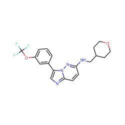 FC(F)(F)Oc1cccc(-c2cnc3ccc(NCC4CCOCC4)nn23)c1 ZINC000113132442