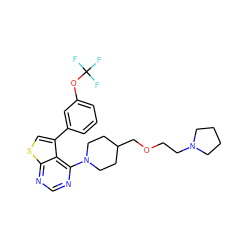 FC(F)(F)Oc1cccc(-c2csc3ncnc(N4CCC(COCCN5CCCC5)CC4)c23)c1 ZINC000146476496