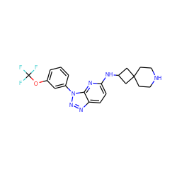 FC(F)(F)Oc1cccc(-n2nnc3ccc(NC4CC5(CCNCC5)C4)nc32)c1 ZINC000073258502