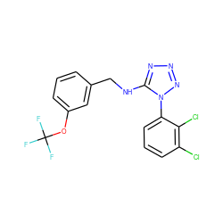 FC(F)(F)Oc1cccc(CNc2nnnn2-c2cccc(Cl)c2Cl)c1 ZINC000071333552