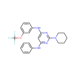 FC(F)(F)Oc1cccc(Nc2cc(Nc3ccccc3)nc(N3CCCCC3)n2)c1 ZINC000073196360