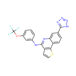 FC(F)(F)Oc1cccc(Nc2nc3cc(-c4nnn[nH]4)ccc3c3sccc23)c1 ZINC000167709813